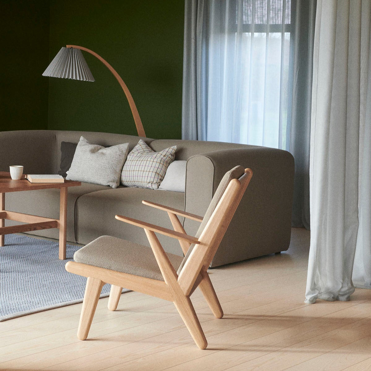 J53 - Armchair - Oak - Taupe