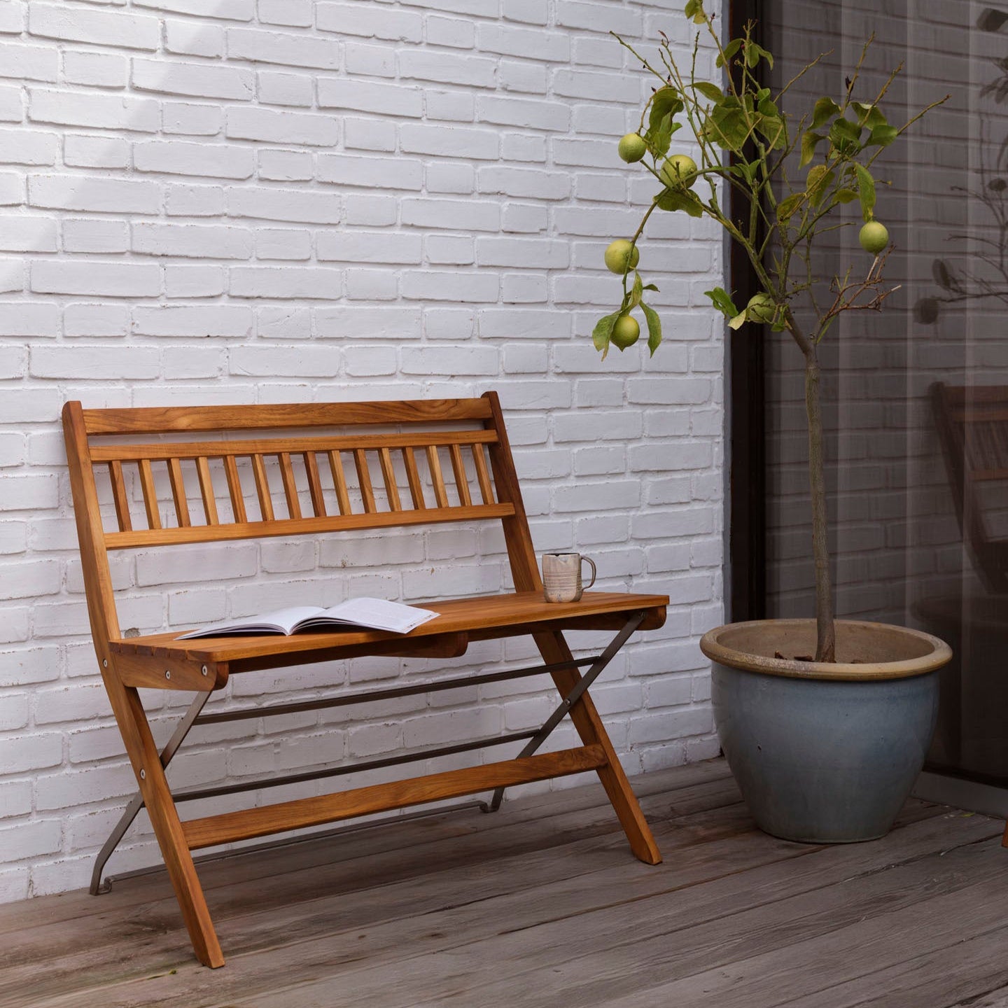 M24 Lilleø - Balcony bench - Steel - Teak