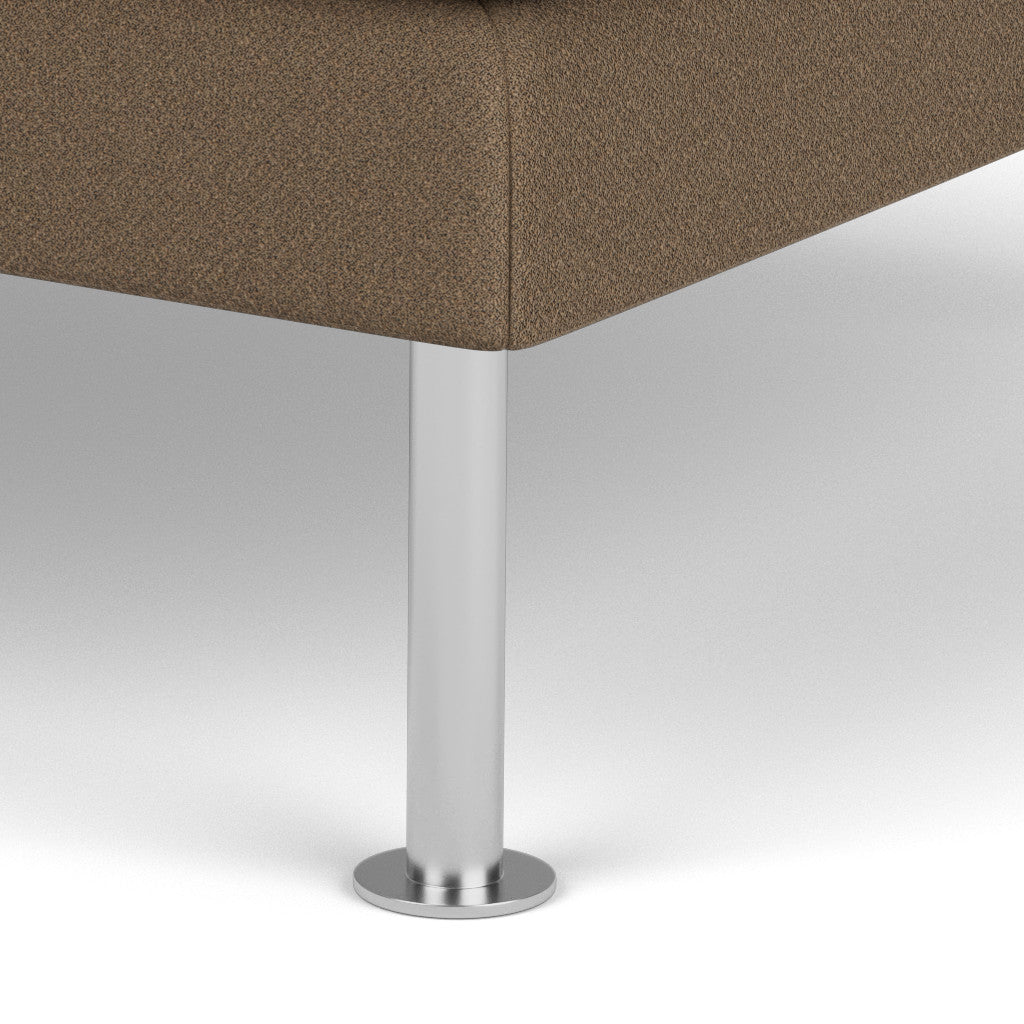 L42 Firhøj Puf 90 x 90 cm, Stål, Metal, Børstet, Grain, Taupe (61230) - MTO af Unit10